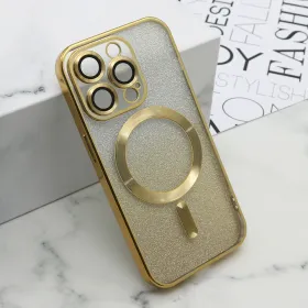 Futrola - maska GLITTER MAGSAFE za iPhone 15 Pro (6.1) zlatna (MS).