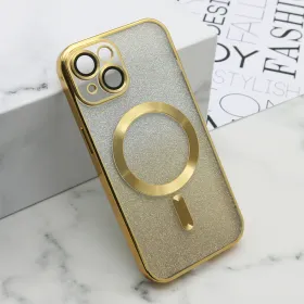 Futrola - maska GLITTER MAGSAFE za iPhone 15 (6.1) zlatna (MS).