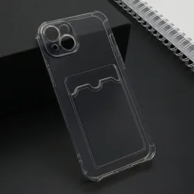 Futrola - maska Transparent CARD POCKET za iPhone 15 Plus (6.7) siva (MS).