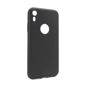 Silikonska futrola - maska Skin za iPhone XR mat crna (sa otvorom za logo).
