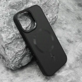 Futrola - maska CARBON MagSafe za iPhone 16 (6.1) crna (big camera) (MS).