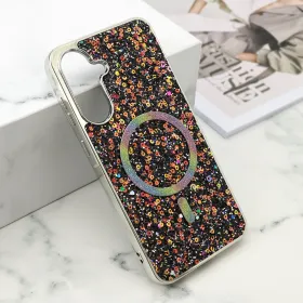 Futrola - maska GLAM GLOW MagSafe za Samsung A566 Galaxy A56 5G crna (MS).
