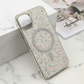 Futrola - maska GLAM GLOW MagSafe za iPhone 11 (6.1) srebrna (MS).