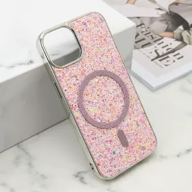 Futrola - maska GLAM GLOW MagSafe za iPhone 13 (6.1) roze (MS).
