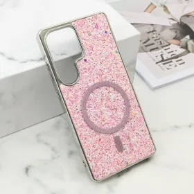 Futrola - maska GLAM GLOW MagSafe za Samsung S938 Galaxy S25 Ultra 5G roze (MS).