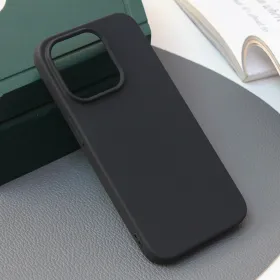 Silikonska futrola - maska Skin za iPhone 15 Pro 6.1 mat crna.