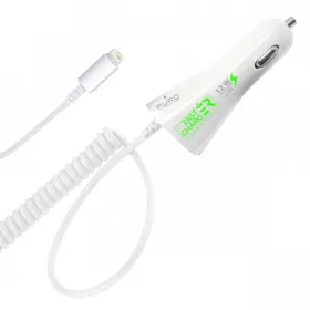 Auto punjac Puro PLT24 2.4A sa iPhone kablom beli.