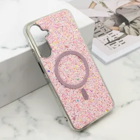 Futrola - maska GLAM GLOW MagSafe za Samsung A166 Galaxy A16 5G roze (MS).