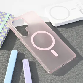 Futrola - maska Magsafe mat PC za Samsung S938 Galaxy S25 Ultra roze.