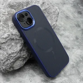 Futrola - maska CARBON MagSafe za iPhone 15 (6.1) plava (small camera) (MS).