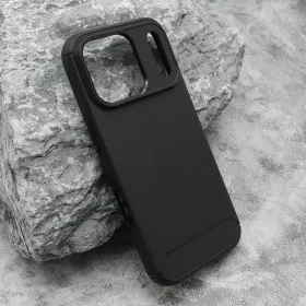 Silikonska futrola - maska BRUSHED za iPhone 17 Pro (6.3) crna (MS).