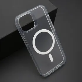 Futrola - maska COLOR FRAME MagSafe za iPhone 13 (6.1) srebrna (providna) (MS).