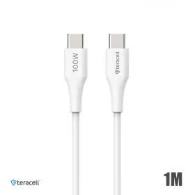 USB Data kabl Teracell Plus 100W PD Type C na Type C beli 1m.