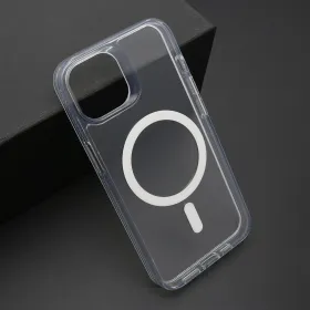 Futrola - maska COLOR FRAME MagSafe za iPhone 14 (6.1) srebrna (providna) (MS).