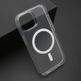 Futrola - maska COLOR FRAME MagSafe za iPhone 15 (6.1) srebrna (providna) (MS).