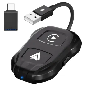 TechAdro Carplay Wireless Adapter za auto Andorid 2 u 1 USB, Type C crni.