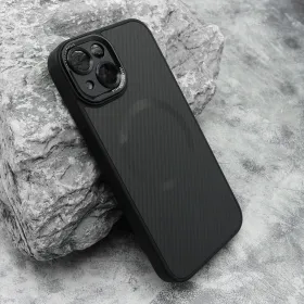 Futrola - maska CARBON MagSafe za iPhone 14 (6.1) crna (small camera) (MS).