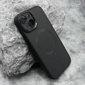 Futrola - maska CARBON MagSafe za iPhone 15 (6.1) crna (small camera) (MS).