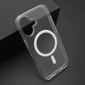 Futrola - maska COLOR FRAME MagSafe za iPhone 16 (6.1) srebrna (providna) (MS).