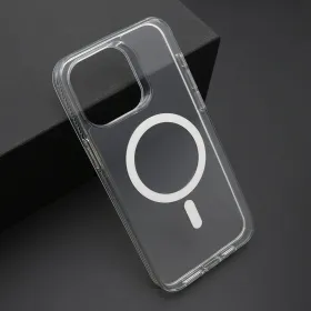 Futrola - maska COLOR FRAME MagSafe za iPhone 15 Pro Max (6.7) srebrna (providna) (MS).