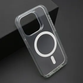 Futrola - maska COLOR FRAME MagSafe za iPhone 15 Pro (6.1) srebrna (providna) (MS).