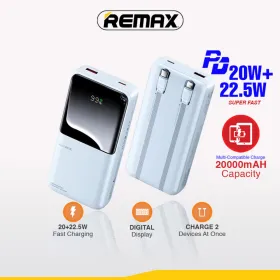 Power bank prenosiva baterija Remax Cynlle Series RPP-680 PD 20W+QC 22.5W 20000mAh plavi.