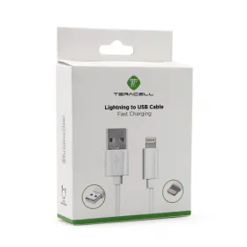 USB Data kabl Teracell Plus 2.4A za iPhone lightning beli 1.2m.