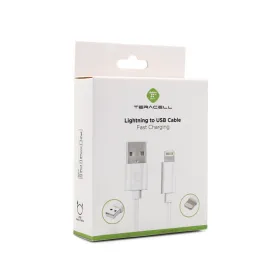 USB Data kabl Teracell Plus 2.4A za iPhone lightning beli 2m.