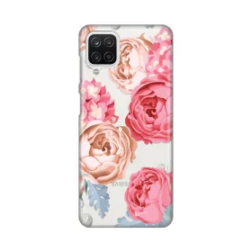Silikonska futrola - maska print Skin za Samsung A125F Galaxy A12 Pink Flowers.