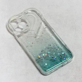 Futrola - maska Heart Glitter za iPhone 13 Pro 6.1 mint.