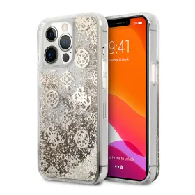 Futrola - maska Guess Hc Liquid Glitter Peony za iPhone 13 Pro 6.1 zlatna (GUHCP13LLGPEGO).