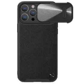 Futrola - maska Nillkin CamShield Leather S za iPhone 14 Pro 6.1 crna.