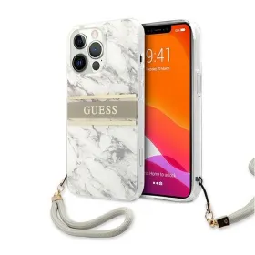 Futrola - maska Guess Marble Strap za iPhone 13 Pro Max 6.7 siva (GUHCP13XKMABGR).