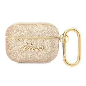 Futrola - maska Guess za Airpods Pro PU Glitter Flake zlatna (GUAPHGGSHD).