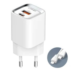 Kucni punjac LDNIO A2317C, 3.6A, QC3.0 18W, PD 30W sa Type C na iPhone lightning kablom beli.