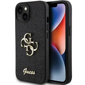 Futrola - maska Guess Hc Fixed Glitter 4G Big Metal Logo za iPhone 15 6.1 crna (GUHCP15SHG4SGK).