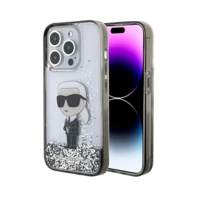 Futrola - maska Karl Lagerfeld Hc Liquid Glitter Ikonik za iPhone 15 Pro 6.1 Transparent (KLHCP15LLKKNSK).