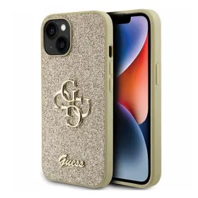 Futrola - maska Guess Hc Fixed Glitter 4G Big Metal Logo za iPhone 15 6.1 zlatna (GUHCP15SHG4SGD).