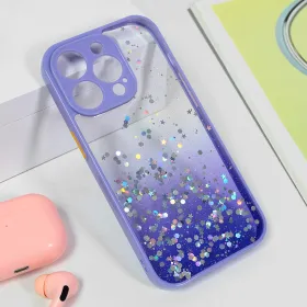 Futrola - maska Frame Glitter za iPhone 15 Pro 6.1 ljubicasta.