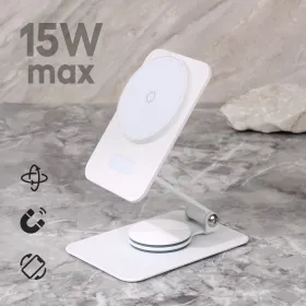 Kucni punjac Wireless 15W rotirajuci beli.