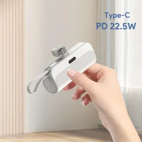 Power bank prenosiva baterija privezak 5000mAh Type C bela.