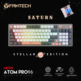 Tastatura Mehanicka Gaming Fantech MK914 RGB Atom PRO96 Wireless Saturn (blue switch).