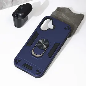 Futrola - maska Hard Ring za iPhone 16 6.1 tamno plava.