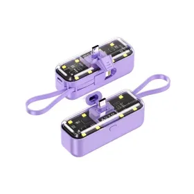 Power bank prenosiva baterija privezak Oxpower 5000mAh Type C ljubicasta.