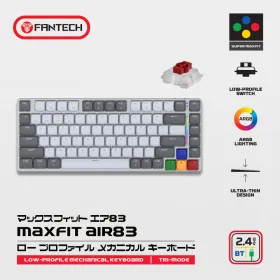 Tastatura Mehanicka Gaming Fantech MK915 RGB Maxfit AIR83 Wireless grey (red switch).