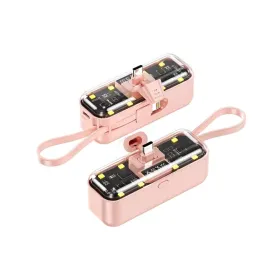 Power bank prenosiva baterija privezak Oxpower 5000mAh Type C roze.