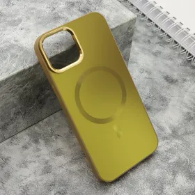 Futrola - maska COLOR METAL MagSafe za iPhone 14 (6.1) zlatna (MS).