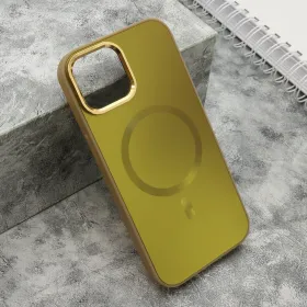 Futrola - maska COLOR METAL MagSafe za iPhone 15 (6.1) zlatna (MS).