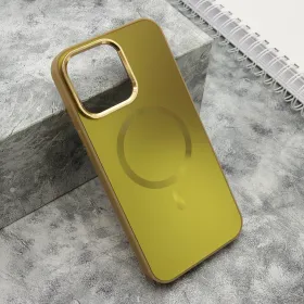 Futrola - maska COLOR METAL MagSafe za iPhone 15 Pro Max (6.7) zlatna (MS).