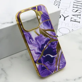 Futrola - maska MARBLE za iPhone 15 Pro (6.1) ljubicasta (MS).